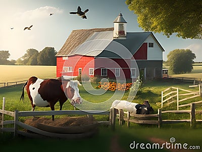 Rustic Charm: Home and Farm Pictures for Sale Stock Photo