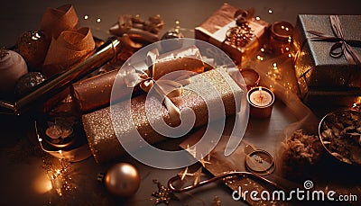 Rustic chocolate box on wooden table decoration generated by AI Stock Photo