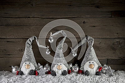 Rustic christmas decoration in country style with gnom like sant Stock Photo