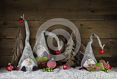 Rustic christmas decoration in country style with gnom like sant Stock Photo