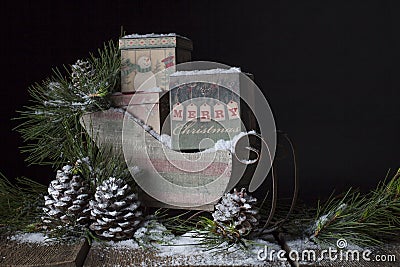 Rustic Christmas Sleigh Stock Photo