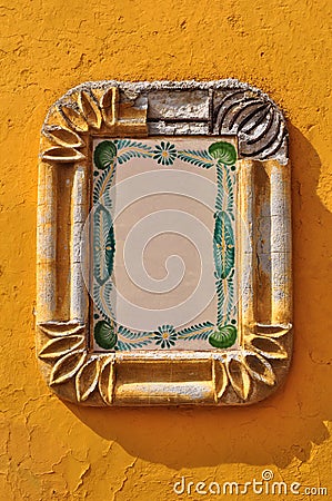 Rustic Colonial Frame, old cement and ceramic frame Stock Photo