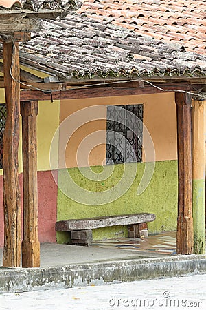 Rustic colonial style architecture in Vilcabamba Ecuador Stock Photo