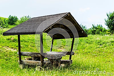 Rustic construction for picnic. Stock Photo