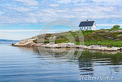 Rustic Cottage in Peggy`s Cove Stock Photo