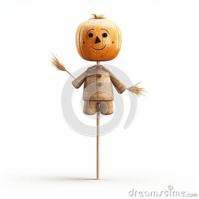 Rustic 3d Pumpkin On Stick Stock Photo - High Quality Toy-like Figurative Art Cartoon Illustration