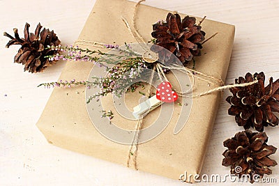 Rustic decor idea for gift wrapping theme Stock Photo