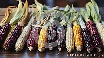 Rustic Elegance Meets Indian Corn Vibrancy. Generative AI Stock Photo