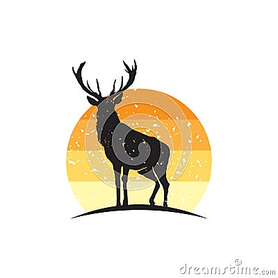 Rustic Elk silhouette Logo Inspiration Vector Illustration