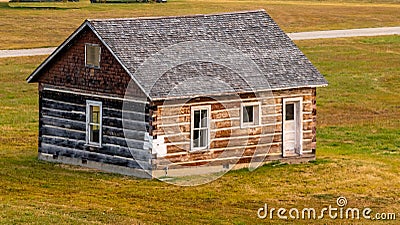 Rustic farm buildings. Bar U Ranch National Historic Site, Alberta, Canada Stock Photo