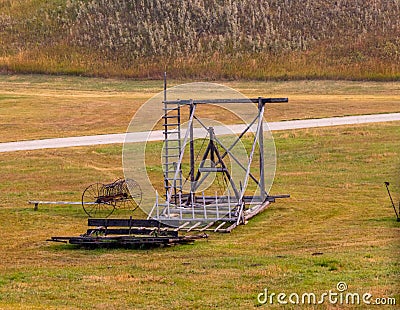 Rustic farm buildings. Bar U Ranch National Historic Site, Alberta, Canada Stock Photo