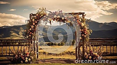 rustic farm wedding Cartoon Illustration