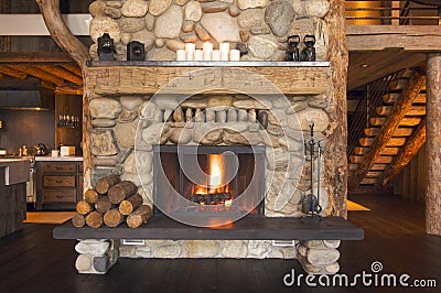 Rustic Fireplace Stock Photo