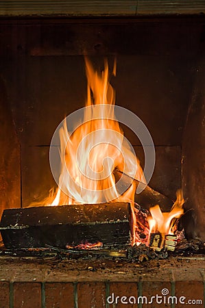 Rustic Fireplace Stock Photo