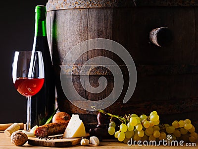 Rustic food and wine Stock Photo