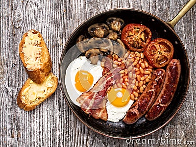 Rustic full english breakfast Stock Photo