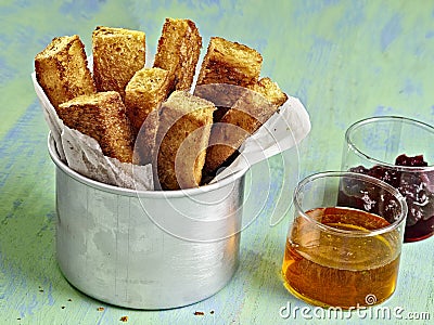 Rustic golden french toast stick Stock Photo