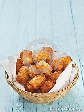 Rustic golden potato tater tots Stock Photo