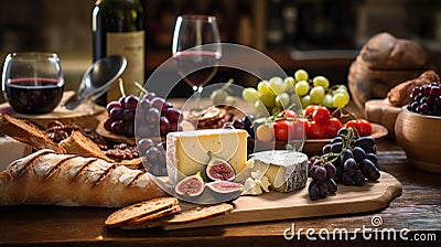 Rustic gourmet feast showcased in appetizing food photography, a testament to gastronomic delights Stock Photo