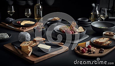 Rustic gourmet meal on wooden table indoors generated by AI Stock Photo
