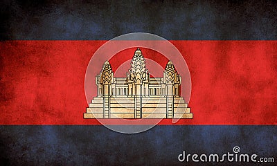 Rustic, Grunge Cambodia Flag Stock Photo