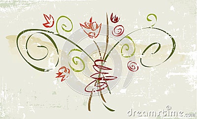 Rustic Grunge Flower Vector Illustration