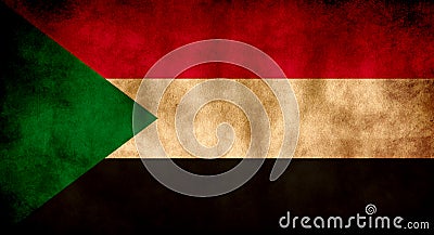 Rustic, Grunge Sudan Flag Stock Photo