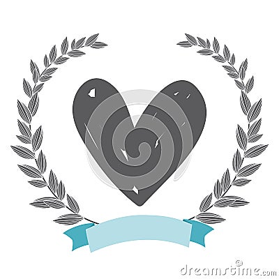 Rustic heart with leaves hand drawn Vector Illustration