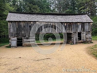 Rustic historic wooden animal barn Stock Photo