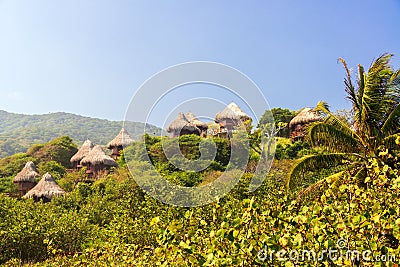 Rustic Huts in the Jungle Stock Photo