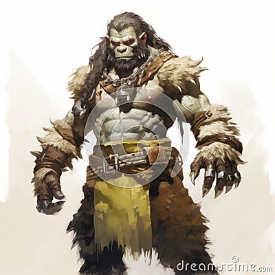 Rustic Illustration Of An Ogre In World Of Warcraft Stock Photo