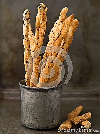 Rustic italian grissini breadstick Stock Photo