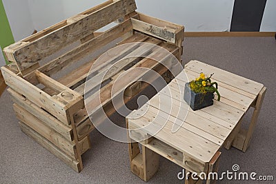 Rustic living room furniture - Upcycling Stock Photo