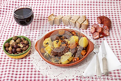 rustic meal of ox tail with potato and carrot Stock Photo