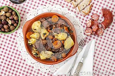 rustic meal of ox tail with potato and carrot Stock Photo