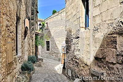 Rustic old street in Les Baux de Provence, France Stock Photo