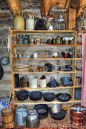 Rustic Old Time Log Cabin Pantry Stock Images - Image 