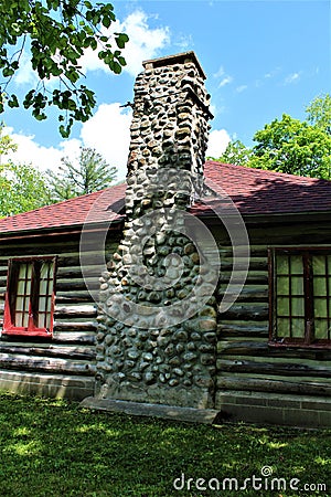 Rustic old log cabin located in Childwold, New York, United States Stock Photo