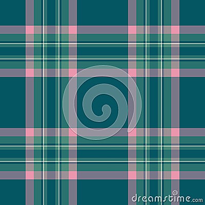 Rustic plaid tartan fabric, dreamy texture background seamless. Sparse pattern textile vector check in teal and pastel colors Vector Illustration