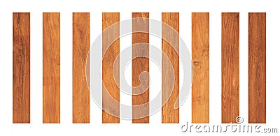 Rustic plank of teak wood isolated on white background with clipping path for for vintage design purpose Stock Photo