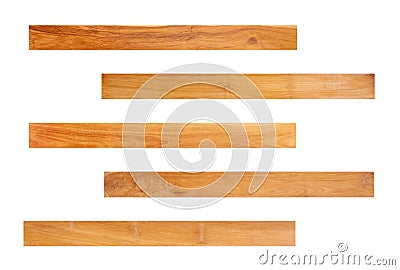 Rustic plank of teak wood isolated on white background with clipping path for for vintage design purpose Stock Photo