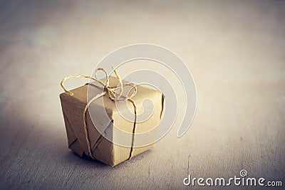 Rustic retro gift, present box. Christmas time Stock Photo