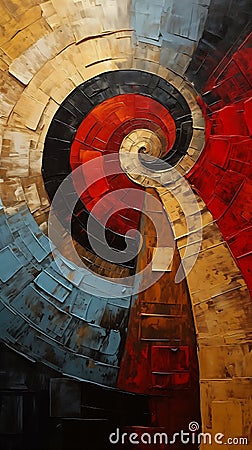 Rustic Rhapsody: A Multicolored Spiral of Paint and Plaster with Stock Photo