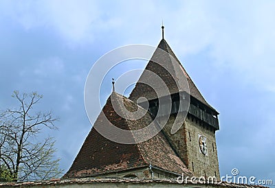 Roof of the fortified Evangelical Church in Romanian: Biserica fortificata evanghelica de Axente Sever Sibiu, Romania. Stock Photo