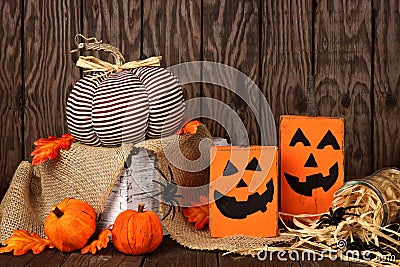 Rustic shabby chic Halloween decor scene Stock Photo