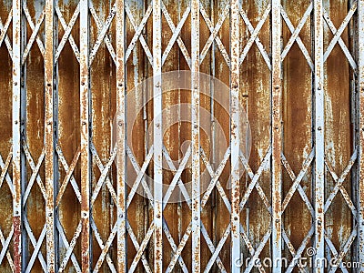 Rustic steel folding sliding door Stock Photo
