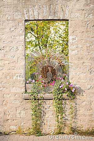 Rustic Stone Window Stock Photo