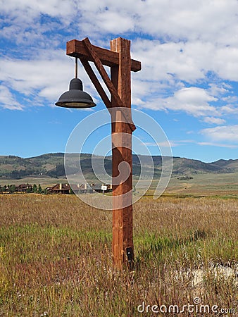 Rustic street light by a pairie in Colorado Stock Photo