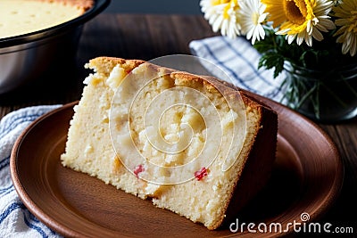 Rustic Temptation A Tantalizing Close up of a Cornbread Cake.AI Generated Stock Photo