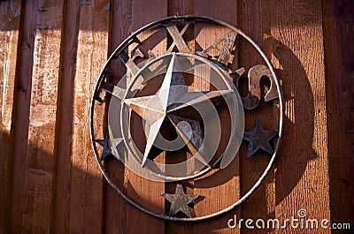 A rustic Texas star hanging Stock Photo